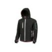 Upower Metropolis Soft Shell de Trabajo - Talla XS - Tejido Elastico Cortavientos, Transpirable, Resistente al Agua, Multiples Bolsillos, Capucha Desmontable, Proteccion DPI1 - Color Negro Carbon
