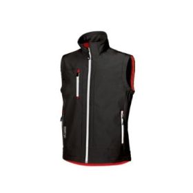 Upower Climb Chaleco de Trabajo Soft Shell - Talla XL - Tejido Elastico Transpirable, Resistente al Viento y Agua, Bolsillo para Movil con Cremallera, Proteccion DPI1 - Color Negro Carbon