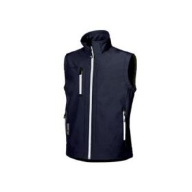 Upower Climb Chaleco de Trabajo Soft Shell - Talla 2XL - Tejido Elastico Transpirable, Resistente al Viento y Agua, Bolsillo para Movil con Cremallera, Proteccion DPI1 - Color Azul Marino