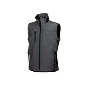 Upower Climb Chaleco de Trabajo Soft Shell - Talla 4XL - Tejido Elastico Transpirable, Resistente al Viento y Agua, Bolsillo para Movil con Cremallera, Proteccion DPI1, Corte Ajustado - Color Gris Meteorito