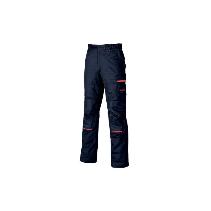 Upower Nimble Pantalon de Trabajo Confortable y Resistente - Talla 44 - Multiples Bolsillos, Cintura Elastica, Costuras Triples, Proteccion DPI1 - Color Azul Marino