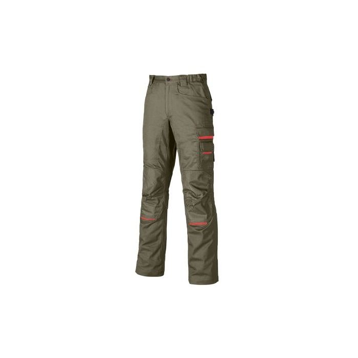 Upower Nimble Pantalon de Trabajo en Sarga de Poli Algodon - Talla 50 - Multiples Bolsillos, Refuerzos Resistentes, Cintura Elastica, Proteccion DPI1 - Color Arena
