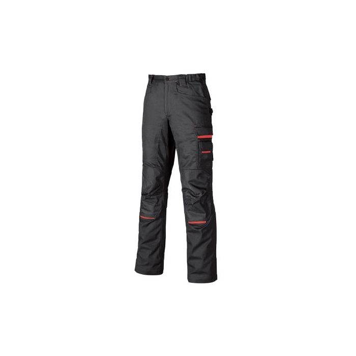 Upower Nimble Pantalon de Trabajo en Sarga de Polialgodon - Talla 52 - Multiples Bolsillos, Refuerzos en Velcro, Cintura Elastica, Proteccion DPI1, Cierre Cremallera y Boton Resistente - Color Gris Meteorito