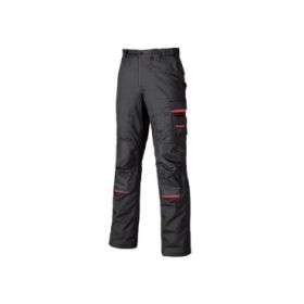 Upower Nimble Pantalon de Trabajo en Sarga de Polialgodon - Talla 62 - Multiples Bolsillos, Refuerzos en Rodilleras, Cintura Elastica, Proteccion DPI1, Cierre Cremallera y Boton Resistente - Color Gris Meteorito