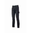 Upower Tommi Vaqueros Cargo de Trabajo - Talla 38 - Tejido Elastico, Bolsillos Laterales con Botones, Proteccion DPI1, Ajuste Regular - Color Negro Carbon