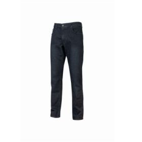 Upower Romeo Vaqueros de Trabajo Elasticos - Talla 30 - Comodidad Prolongada, Multibolsillos, Ajuste Slim Fit, Proteccion DPI1 - Color Azul Marino