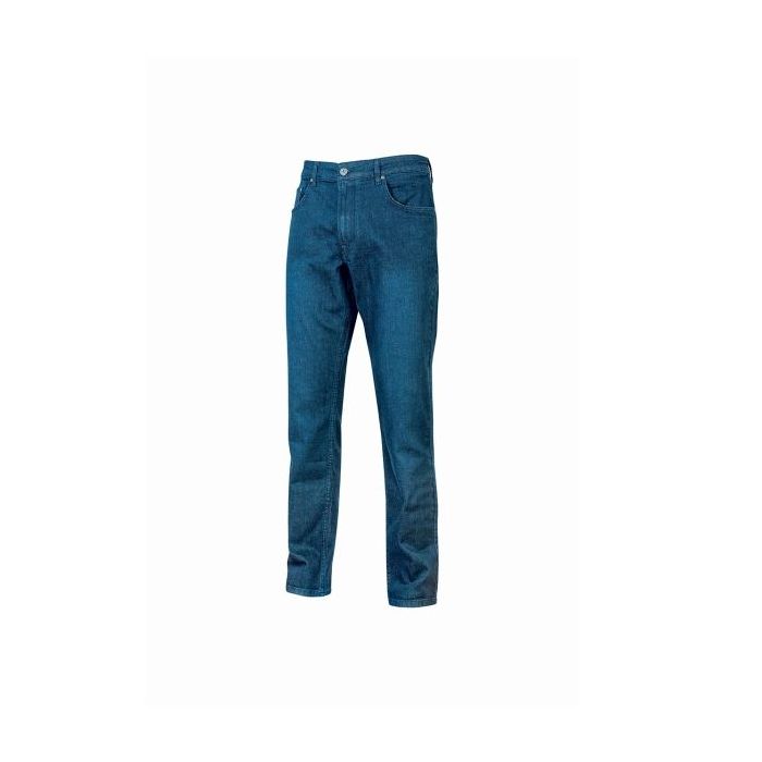 Upower Romeo Vaqueros de Trabajo - Talla 32 - Tejido Elastico, Multibolsillos, Ajuste Slim Fit, Proteccion DPI1 - Color Azul Indigo