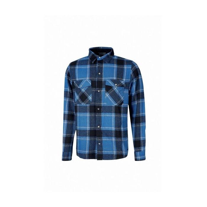 Upower Cedar Camisa de Trabajo Termica - Talla 3XL - Franela a Cuadros, Bolsillos con Botones Perlados, Revestimiento Interno, Proteccion DPI1, Cuello con Orificio Porta Pluma - Color Azul Oscuro Westlake