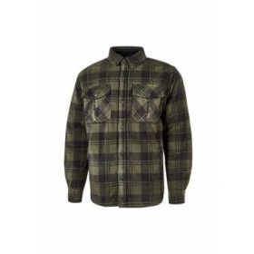 Upower Willow Camisa de Felpa Acolchada - Talla 5XL - Mangas Largas, Interior Guateado, Multiples Bolsillos, Cierre Botones a Presion, Proteccion DPI1 - Color Verde Oscuro y Negro