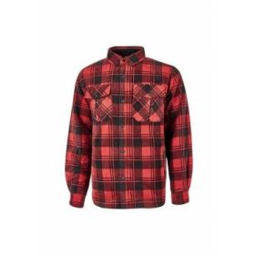 Upower Willow Camisa de Felpa Acolchada - Talla 5XL - Interior Guateado, Bolsillos Funcionales, Cierre Botones a Presion, Proteccion DPI1, Cuello con Cierre Velcro - Color Rojo Magma y Negro