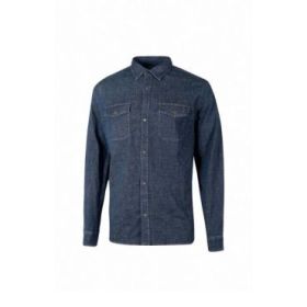 Upower Maple Camisa de Trabajo de Alta Calidad - Talla M - Tela Reciclada, Bolsillos con Solapas, Cierre a Presion, Cuello Bordado, Puños Ajustables, Proteccion DPI1 - Color Azul Marino