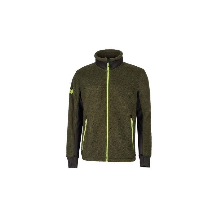 Upower Bark Chaqueta de Felpa Osito - Talla 5XL - Cremallera Full-Zip, Aislamiento Termico Pelo Alto, Insertos Elastizados, Multiples Bolsillos, Proteccion DPI1 - Color Verde Oscuro