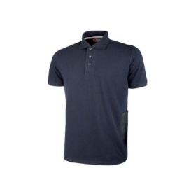 Upower Gap Polo de Manga Corta en Algodon Pique - Talla XL - Corte Ajustado, Cuello Cerrado, Bolsillo Practico, Detalles Reflectantes, Proteccion DPI1 - Color Azul Marino