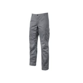 Upower Baltic Pantalon de Trabajo Algodon Elastico - Talla 3XL - Efecto Desgastado, Bolsillo Lateral Multifuncional, Cierre Resistente, Refuerzo en Rodillas, Ajuste Slim Fit, Proteccion DPI1 - Color Gris Oscuro