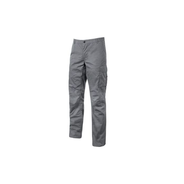 Upower Baltic Pantalon de Trabajo Elastico - Talla S - Efecto Desgastado, Bolsillos Multifuncionales, Cierre Resistente, Refuerzo en Rodillas, Ajuste Slim Fit, Proteccion DPI1 - Color Gris Oscuro