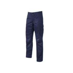 Upower Baltic Pantalon de Trabajo Algodon Elastico - Talla M - Efecto Desgastado, Bolsillos Multifuncionales, Cierre Resistente, Refuerzo en Rodillas, Ajuste Slim Fit, Proteccion DPI1 - Color Azul Oscuro Westlake