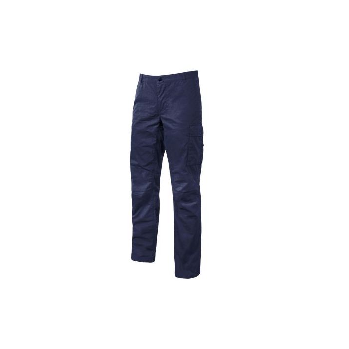 Upower Baltic Pantalon de Trabajo Algodon Elastico - Talla M - Efecto Desgastado, Bolsillos Multifuncionales, Cierre Resistente, Refuerzo en Rodillas, Ajuste Slim Fit, Proteccion DPI1 - Color Azul Oscuro Westlake