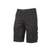 Upower Summer Bermuda Cargo Algodon Elastico - Talla 2XL - Ajuste Slim-Fit, Bolsillo Trasero con Velcro, Botones Laterales Multifuncionales, Triple Costura, Proteccion DPI1 - Color Negro Carbon