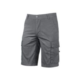 Upower Summer Bermuda Cargo de Algodon Elastico - Talla 3XL - Ajuste Slim-Fit, Bolsillos Multifuncionales, Triple Costura, Boton Antiarañazos, Proteccion DPI1 - Color Gris Oscuro