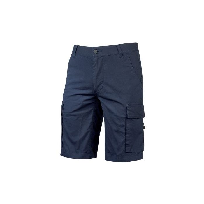 Upower Summer Bermuda Cargo de Algodon Elastico - Talla 3XL - Ajuste Slim-Fit, Bolsillos Multifuncionales, Triple Costura, Boton Antiarañazos, Proteccion DPI1 - Color Azul Oscuro Westlake