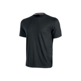 Upower Road Camiseta de Manga Corta Polycotton - Talla S - Slim-Fit, Cuello Acanalado Elastico, Bolsillo Celular con Cinta Roja, Cinta Reflex Manga, Proteccion DPI1 - Color Negro Carbon