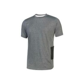 Upower Road Camiseta de Manga Corta en Polycotton Jersey - Talla XL - Slim-Fit, Cuello Acanalado Elastico, Bolsillo para Celular, Cinta Reflex, Proteccion DPI1 - Color Gris Meteorito