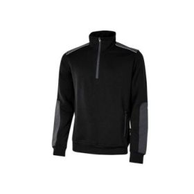 Upower Cushy Sudadera Cepillada con Media Cremallera - Talla 4XL - Cuello Alto, Bolsillos Laterales, Refuerzos Antidesgaste, Detalles Reflectantes, Proteccion DPI1 - Color Negro Carbon