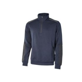 Upower Cushy Sudadera Cepillada con Media Cremallera - Talla 2XL - Cuello Alto, Bolsillos Laterales con Cremallera, Refuerzos Antidesgaste, Insertos Reflectantes, Proteccion DPI1 - Color Azul Marino