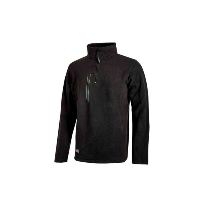 Upower Bering Sudadera de Trabajo con Medio Cremallera - Talla 3XL - Durabilidad y Confort, Proteccion DPI1, Material 100% Poliester - Color Negro Carbon