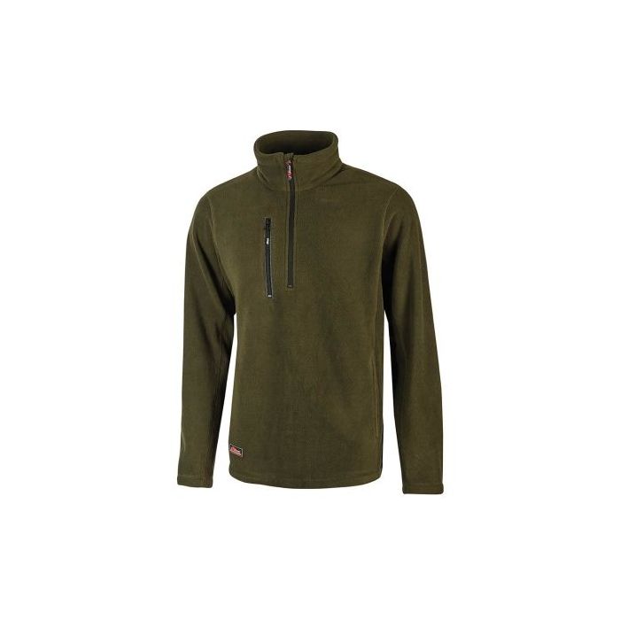 Upower Bering Sudadera de Trabajo con Medio Cremallera - Talla L - Duradera y Confortable, Proteccion DPI1, Material 100% Poliester - Color Verde Oscuro