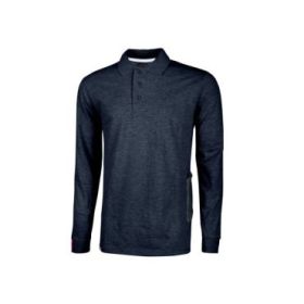 Upower Live Polo de Manga Larga - Talla S - Algodon Pique, Corte Ajustado, Cuello Acanalado, Bolsillo con Tachuela, Cinta Reflectante, Proteccion DPI1 - Color Azul Marino