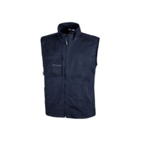 Upower Wave Chaleco de Trabajo en Algodon Elastico - Talla XL - Bolsillos Frontales Amplios, Bolsillo Multifuncional, Cinta Reflectante, Cremallera, Proteccion DPI1 - Color Azul Oscuro Westlake