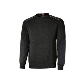 Upower Ryke Sudadera Cepillada Cuello Redondo - Talla 5XL - Bolsillo Antebrazo, Refuerzos Duraderos, Elementos Reflectantes, Proteccion DPI1 - Color Negro Carbon