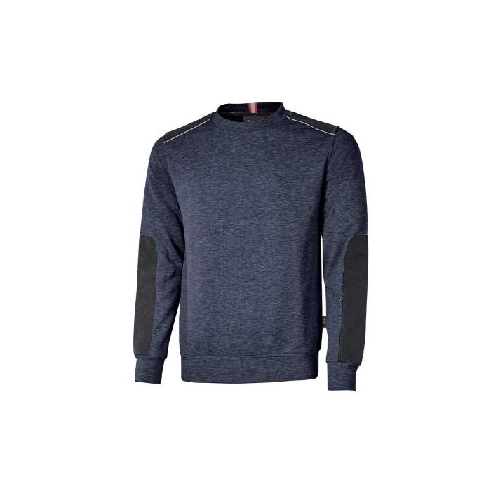 Upower Ryke Sudadera Cepillada Cuello Redondo - Talla 2XL - Bolsillo Antebrazo, Refuerzos Antidesgaste, Elementos Reflectantes, Proteccion DPI1 - Color Azul Marino