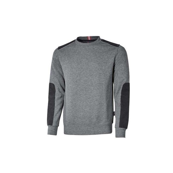 Upower Ryke Sudadera Cepillada Cuello Redondo - Talla S - Bolsillo Antebrazo, Refuerzos Antidesgaste, Elementos Reflectantes, Proteccion DPI1 - Color Gris Meteorito