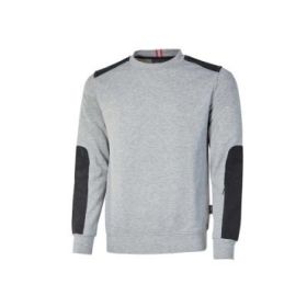 Upower Ryke Sudadera Cepillada Cuello Redondo - Talla 4XL - Bolsillo Antebrazo, Refuerzos Duraderos, Elementos Reflectantes Seguridad - Color Gris Plateado