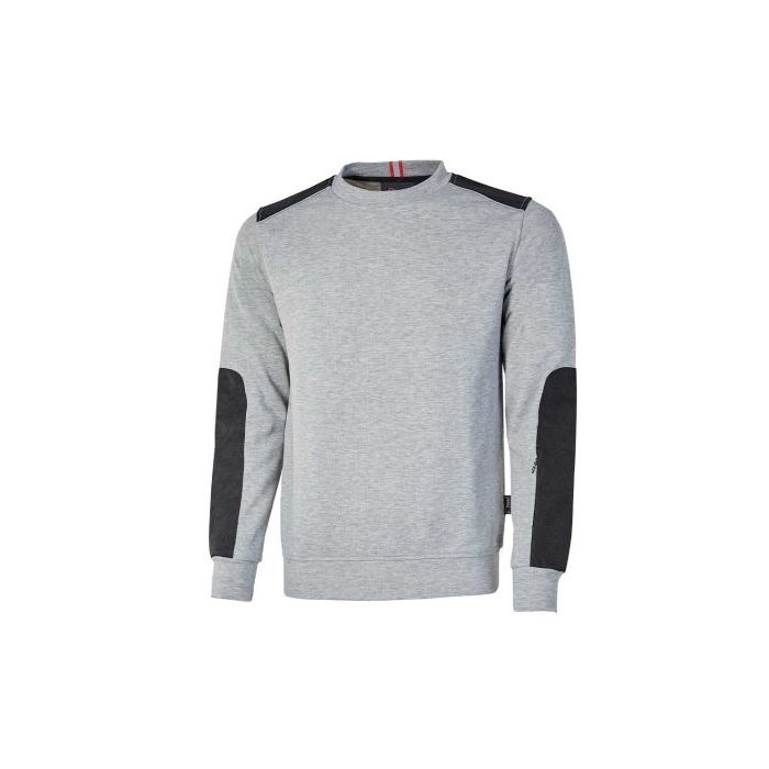 Upower Ryke Sudadera Cepillada Cuello Redondo - Talla S - Bolsillo Antebrazo, Refuerzos Duraderos, Elementos Reflectantes Seguridad - Color Gris Plateado