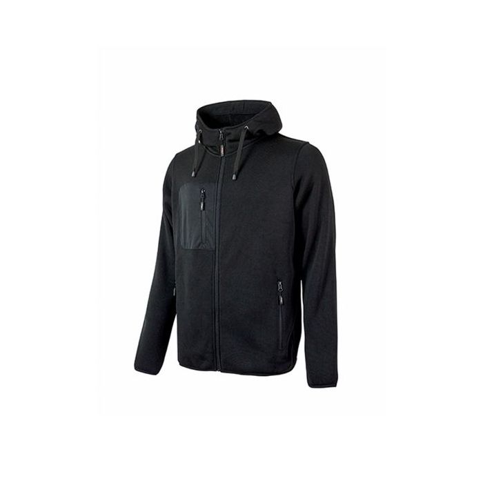 Upower Rainbow Sudadera de Alta Calidad con Forro Polar - Talla 3XL - Cuello Alto, Cremallera Central, Capuchon Ajustable, Bolsillos con Cremallera, Proteccion DPI1 - Color Negro Carbon