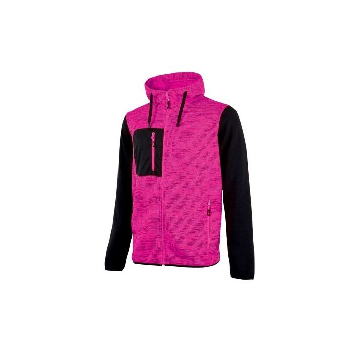 Upower Rainbow Lady Sudadera con Forro Polar - Talla 2XL - Cuello Alto, Cremallera Central, Capuchon Ajustable, Bolsillos con Cremallera, Proteccion DPI1, Logo Distintivo en Brazo - Color Negro Fucsia