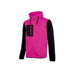 Upower Rainbow Lady Sudadera con Forro Polar - Talla S - Cuello Alto, Cremallera Central, Capuchon Ajustable, Bolsillos con Cremallera, Proteccion DPI1, Logo Distintivo en Brazo - Color Negro Fucsia