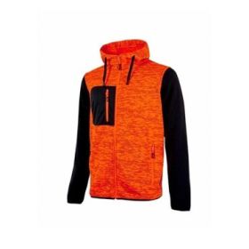 Upower Rainbow Sudadera con Forro Polar - Talla XL - Cuello Alto, Cremallera Central, Capuchon Ajustable, Bolsillo Pecho con Cremallera, Proteccion DPI1 - Color Naranja Fluorescente