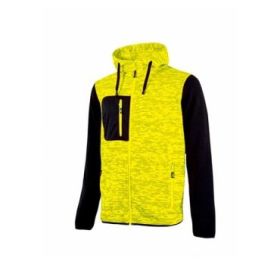 Upower Rainbow Sudadera con Cremallera - Talla M - Interior de Forro Polar, Cuello Alto, Capuchon Ajustable, Bolsillos con Cremallera, Proteccion DPI1 - Color Amarillo Fluorescente