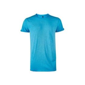 Upower Fluo Camiseta de Manga Corta - Talla 4XL - Algodon Flameado, Tejido Transpirable, Ajuste Slim-Fit, Cuello Redondo Acanalado - Color Cyan Fluorescente