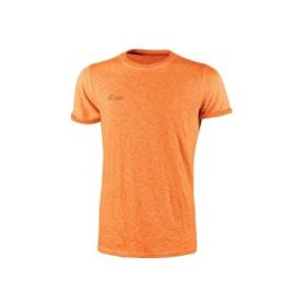 Upower Fluo Camiseta de Manga Corta - Talla 2XL - Algodon Flameado, Tejido Transpirable, Ajuste Slim-Fit, Cuello Redondo Acanalado - Color Naranja Fluorescente