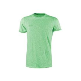Upower Fluo Camiseta de Manga Corta - Talla 3XL - Algodon Flameado, Tejido Transpirable, Ajuste Slim-Fit, Cuello Redondo Acanalado - Color Verde Fluorescente