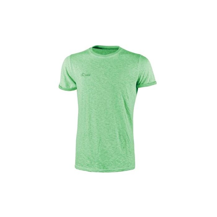 Upower Fluo Camiseta de Manga Corta - Talla 3XL - Algodon Flameado, Tejido Transpirable, Ajuste Slim-Fit, Cuello Redondo Acanalado - Color Verde Fluorescente