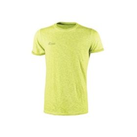 Upower Fluo Camiseta de Manga Corta - Talla M - Algodon Flameado, Tejido Transpirable, Ajuste Slim-Fit, Cuello Redondo Acanalado - Color Amarillo Fluorescente