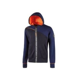 Upower Jupiter Sudadera de Trabajo - Talla L - Cierre Cremallera Impermeable, Capucha Ajustable, Bolsillos Practicos, Piping Fluo Elastico, Proteccion DPI1 - Color Azul Marino
