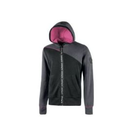 Upower Jupiter Lady Sudadera Mujer con Cremallera Impermeable - Talla 3XL - Capucha Ajustable, Bolsillos Oblicuos, Puños Elasticos, Piping Fluo, Proteccion DPI1 - Color Gris Fucsia