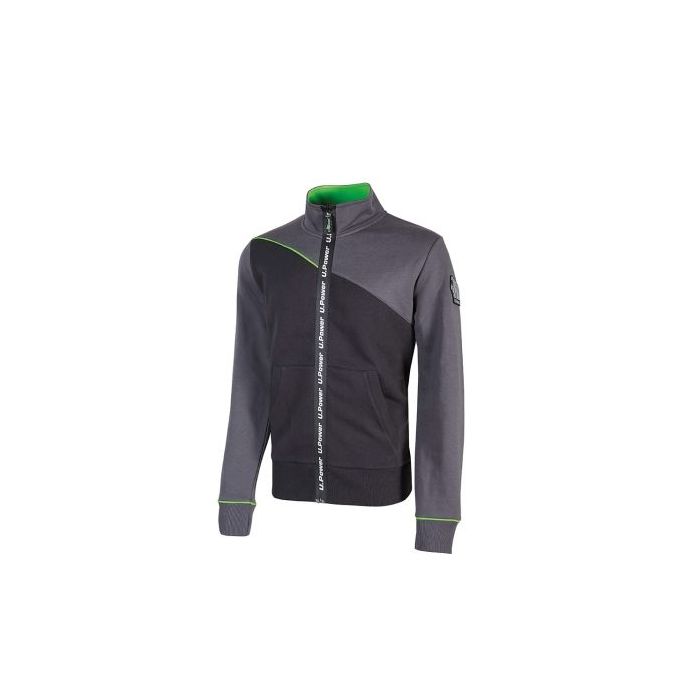 Upower Uranus Sudadera sin Capucha con Cremallera Central - Talla XL - a Prueba de Agua, Puños y Fondo Acanalado Elasticos, Insertos en Piping Fluo, Proteccion DPI1 - Color Gris Asfalto